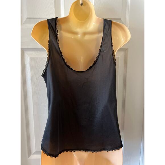 Ashley Taylor Black Lace Trimmed Camisole Size M Vintage 90's - Picture 3 of 8